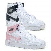 Kit 2 Tênis Bota Nike Air Jordan Branco Preto e Branco Rosa